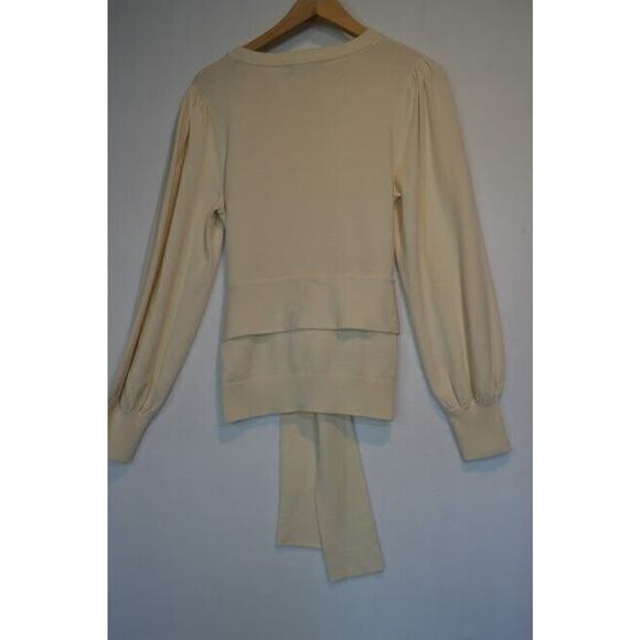Lauren Ralph Lauren Sweater Womens Medium Ivory Belt Tie Balloon Sleeve Knit - Picture 6 of 11